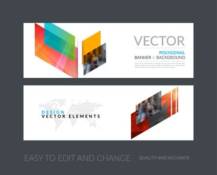 Vector set of modern horizontal website banners with colourful d Stock Illustration
