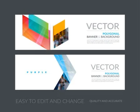 Vector set of modern horizontal website banners with colourful d Stock Illustration