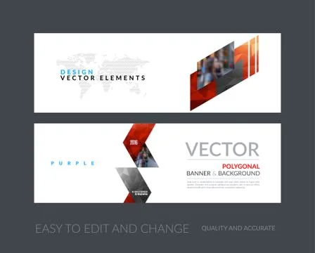 Vector set of modern horizontal website banners with colourful d Stock Illustration