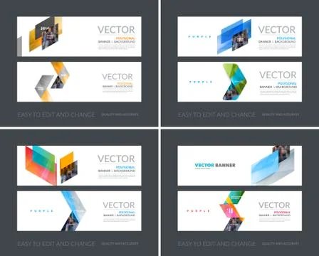 Vector set of modern horizontal website banners with colourful d Stock-Illustration