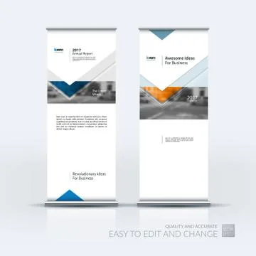Vector set of modern roll up banner stand design with arrows, tr Stock Illustration