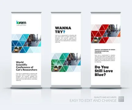 Vector set of modern roll Up Banner stand design with abstract b Stock Illustration