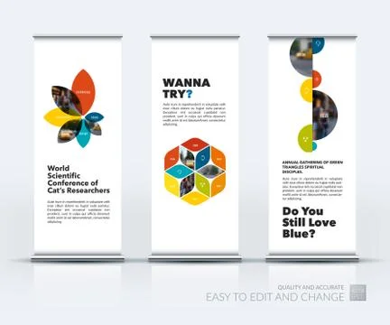 Vector set of modern roll Up Banner stand design with flower pet Stock-Illustration