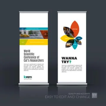Vector set of modern roll Up Banner stand design with rectangles Stock Illustration