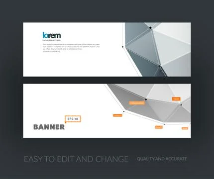 Vector set of modern website banners with polygonal background w Illustrazione stock
