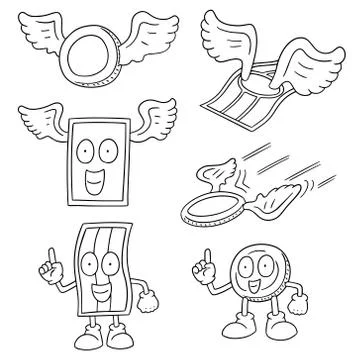 Vector set of money cartoon Illustrazione stock