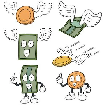 Vector set of money cartoon Stock Illustration