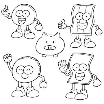 Vector set of money cartoon Stock Illustration