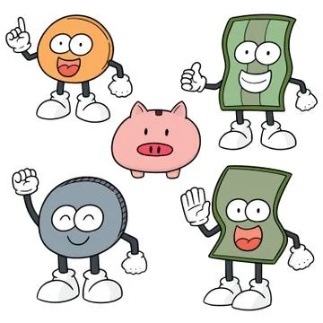 Vector set of money cartoon Stock Illustration