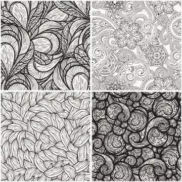Vector set with monochrome seamless  patterns Illustrazione stock