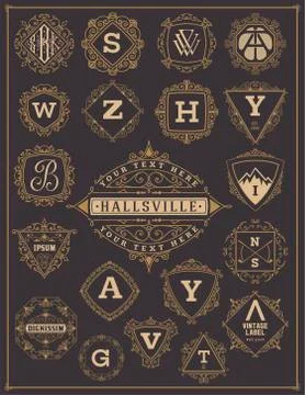 Vector. Set of monograms and logos. Stock Illustration