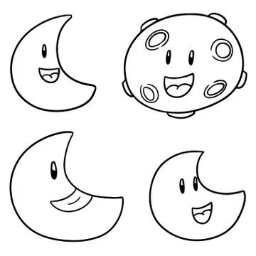 Vector set of moon Stock Illustration