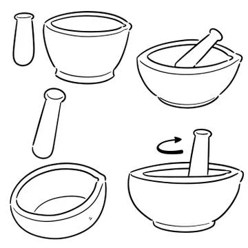 Vector set of mortar and pestle Illustrazione stock