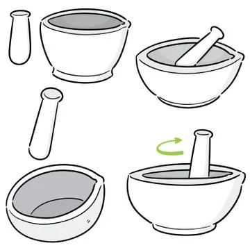 Vector set of mortar and pestle Stock Illustration