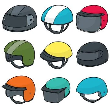 Vector set of motorcycle helmet Stock Illustration