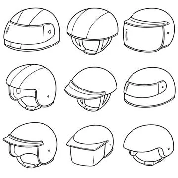 Vector set of motorcycle helmet Stock Illustration