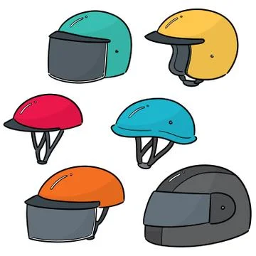 Vector set of motorcycle helmet Stock Illustration
