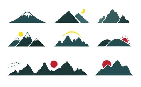 Vector set of mountain on white background. Easy editable layered vector illu Stock Illustration