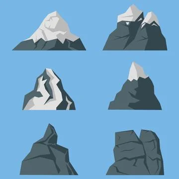 Vector set of mountains icons in a flat style Stock Illustration