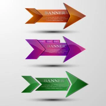 The vector set of multi colored different arrows Illustrazione stock