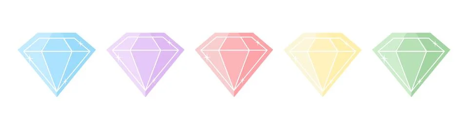 Vector set of multicolored gemstones isolated on white background Stock Illustration