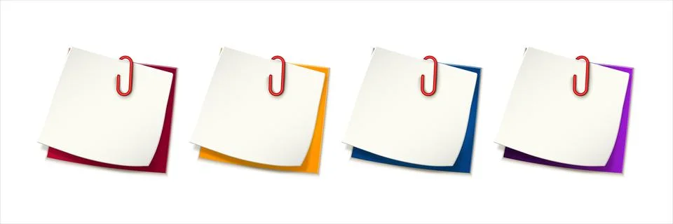 Vector set of multicolored realistic sticky notes in square and rectangular s Illustrazione stock