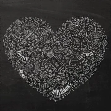 Vector set of Music cartoon doodle objects, symbols 스톡 일러스트