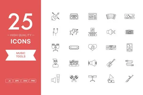 Vector set of Music Tools icons Illustrazione stock