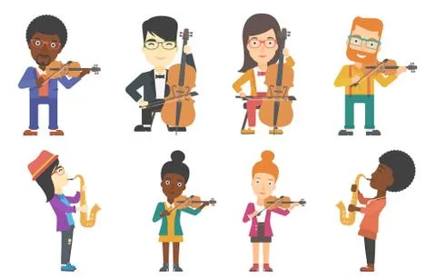 Vector set of musicians characters. Stock Illustration
