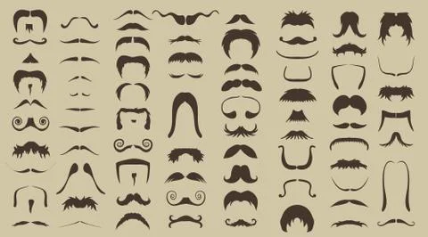 Vector set of mustache Stock Illustration