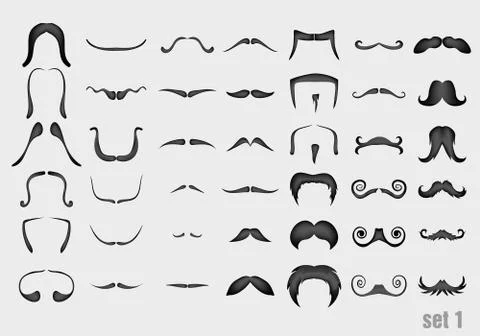 Vector set of mustache Stock Illustration