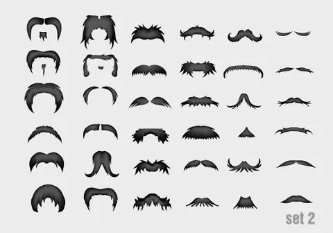 Vector set of mustache Stock Illustration
