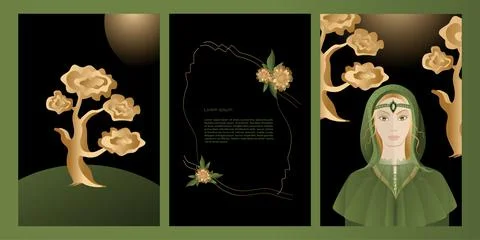 Vector set mystic and elf theme, includes illustrations of elves, fairies, fr Stock Illustration