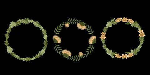 Vector set mystic and elf theme, includes beautiful golden frames wreaths for Stock Illustration