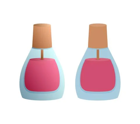 Vector set of nail polishes in gradient and flat styles. Cosmetics clip art. Stock Illustration