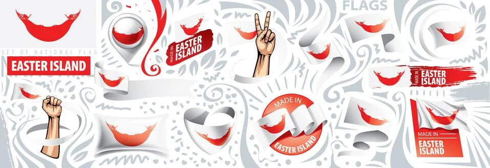 Vector set of the national flag of Easter Island in various creative designs Stockillustratie