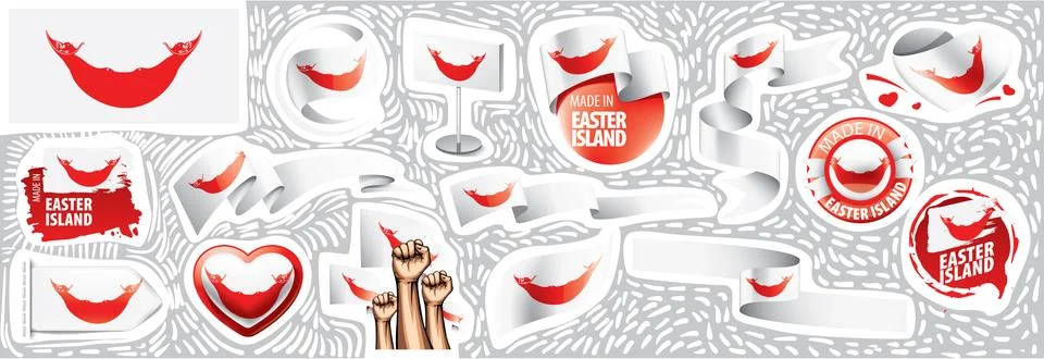 Vector set of the national flag of Easter Island in various creative designs Stockillustratie