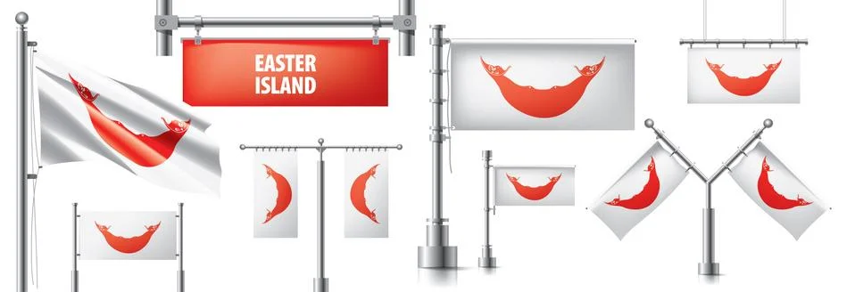 Vector set of the national flag of Easter Island in various creative designs Stockillustratie