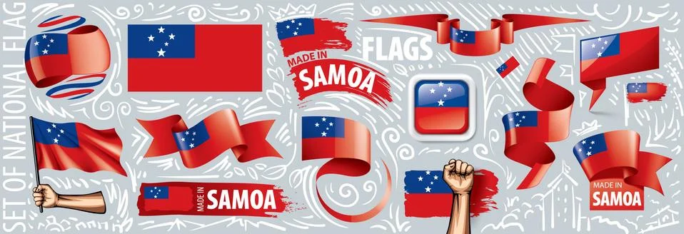 Vector set of the national flag of Samoa in various creative designs Stock Illustration
