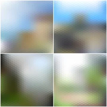 Vector set of nature blurred hexagonal unfocused backgrounds Ilustración de archivo