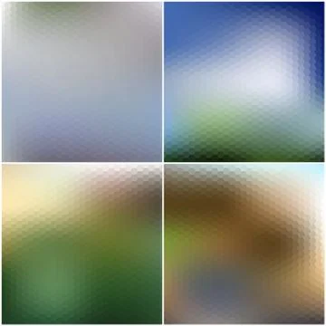 Vector set of nature blurred hexagonal unfocused backgrounds Ilustración de archivo