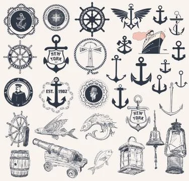 Vector. Set of nautical elements Stock Illustration