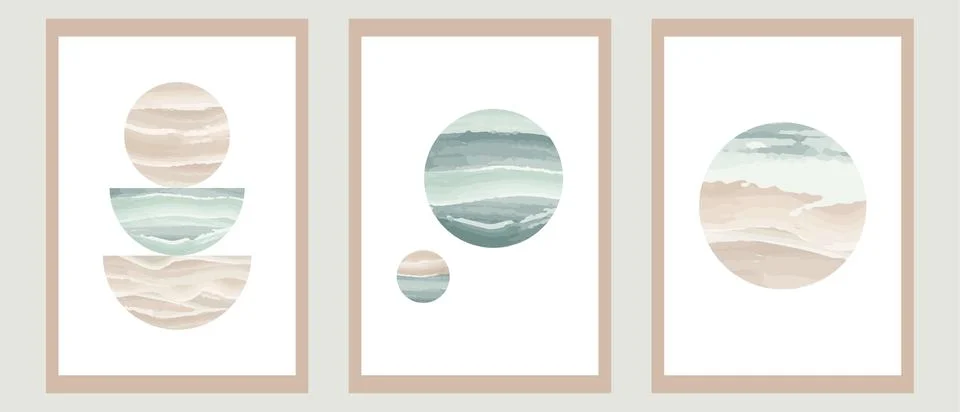 Vector set. Nautical geometric style. Design for wall decoration with water.. Stock Illustration