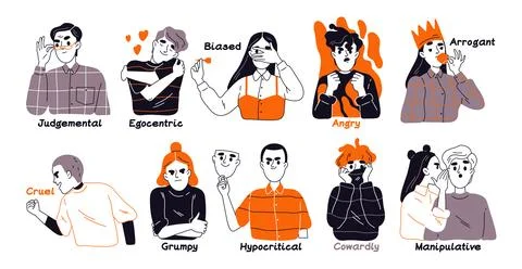 Vector Set of Negative personality traits イラスト素材