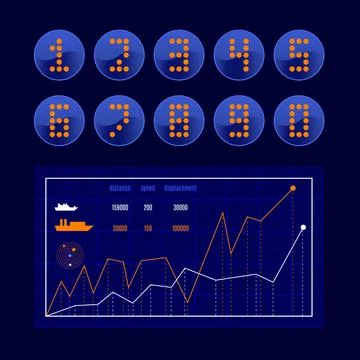 Vector set of neon numbers. Stock Illustration
