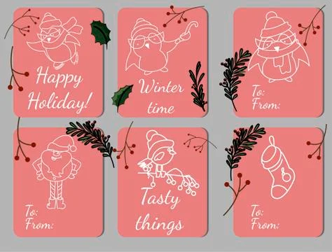 Vector set of New Year gift tags Stock Illustration