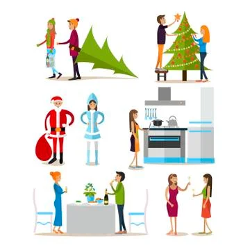 Vector set of New Years Eve celebration design elements, icons Stock Illustration