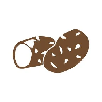 Vector Set of New Yellow Raw Whole Unpeeled Potato and Peeled Potato with twi Stock Illustration