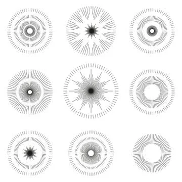 Vector set of nine graphic elements Stock Illustration