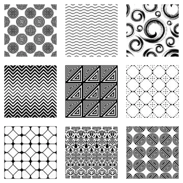 Vector set of nine seamless patterns Stock-Illustration